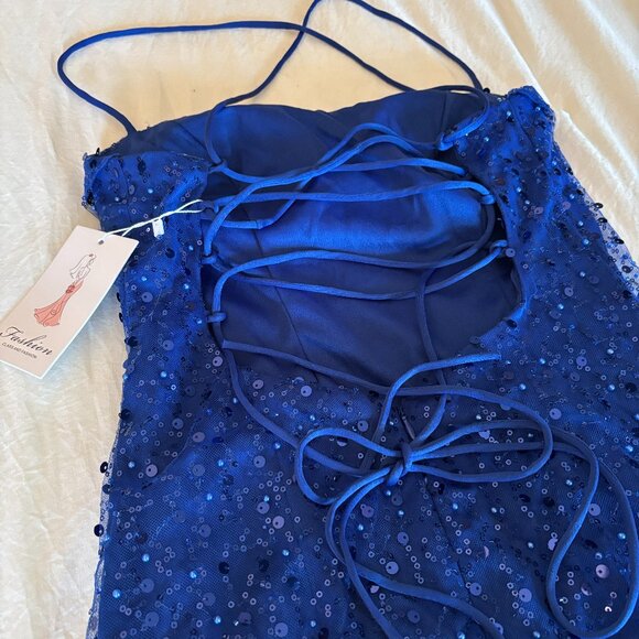 Royal Blue Sequins Dress - Size 6 - Picture 1 of 5